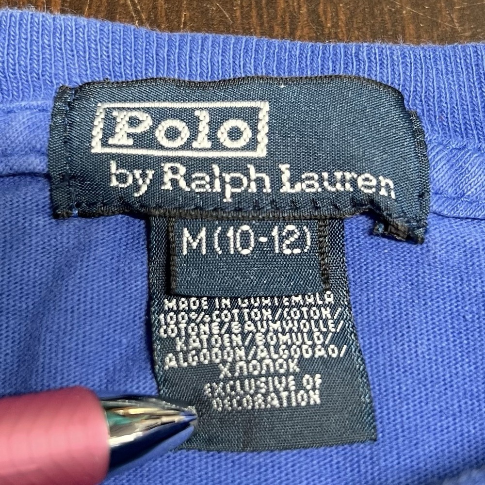 Vtg Polo Ralph Lauren Boys M 10-12 Lizard Graphic Blue Tee Single Stitch *Flawed - Picture 5 of 5